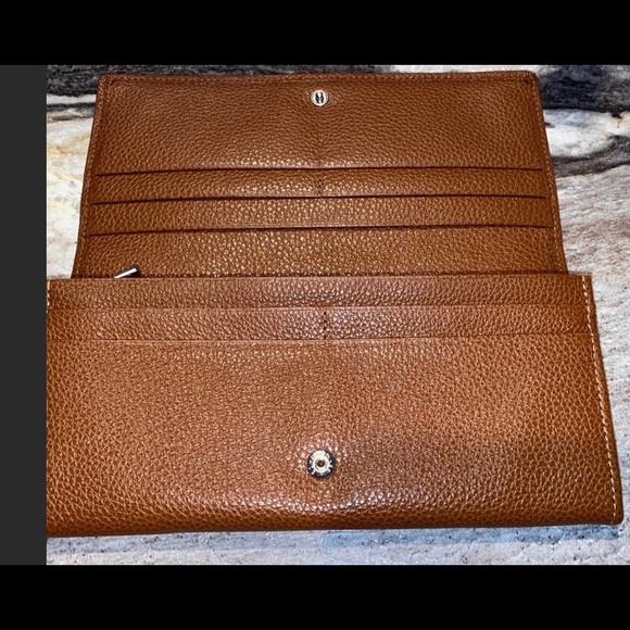 LONGCHAMP LEATHER FOULONNE BI-FOLD CAMEL BROWN Wallet EUC LUX COVETED - Picture 3 of 13